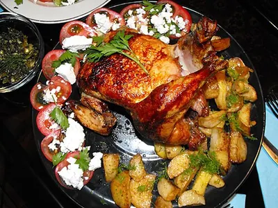 Poulet rôti et pommes de terre